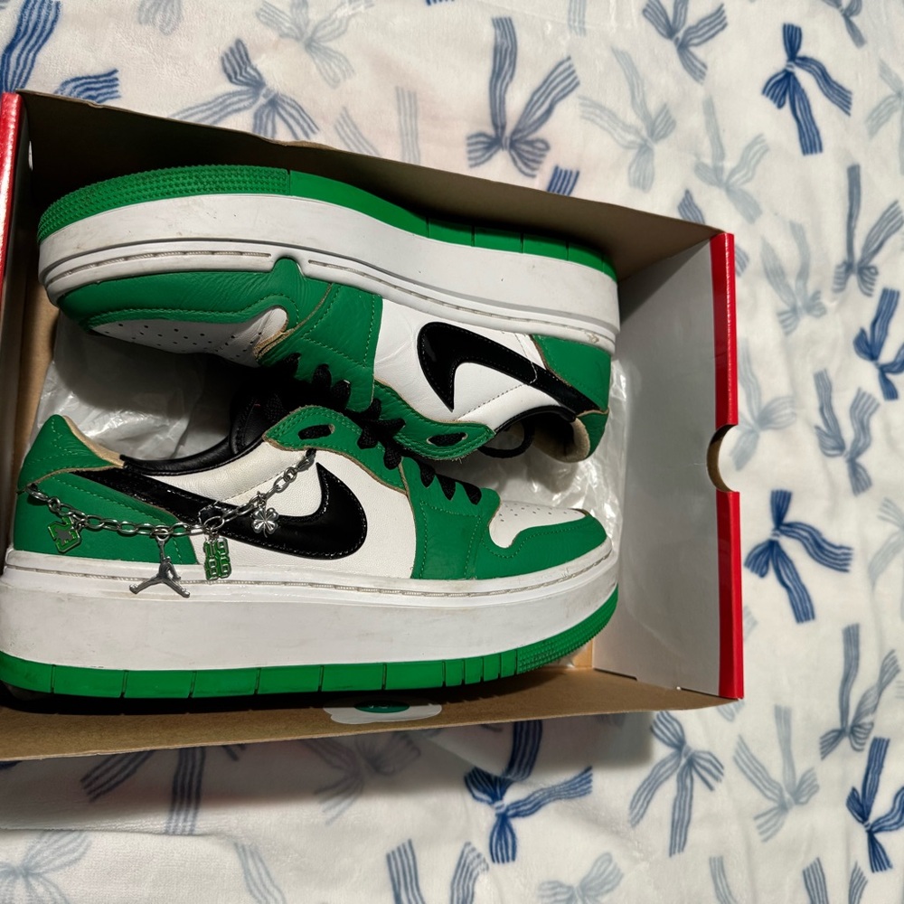 Nike Green and White Platform Shoes